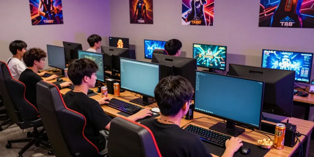 Exciting online gaming lounge filled with players engaging with TA88 games.