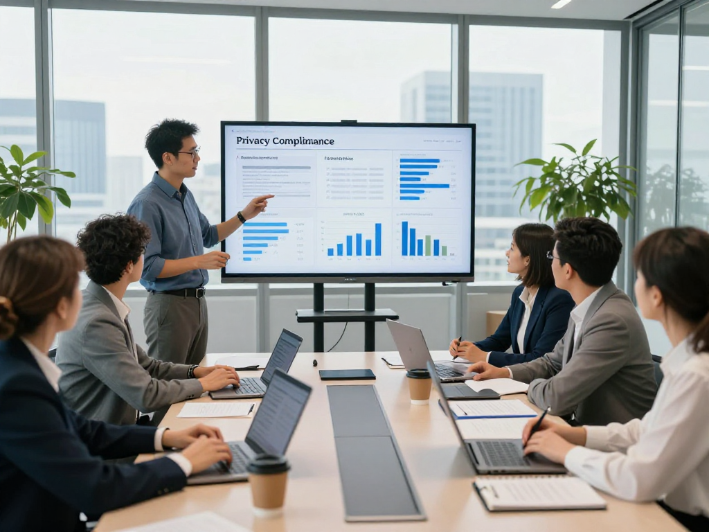 Dynamic team collaboration on Branchenlösungen – Übersicht in a modern conference room.
