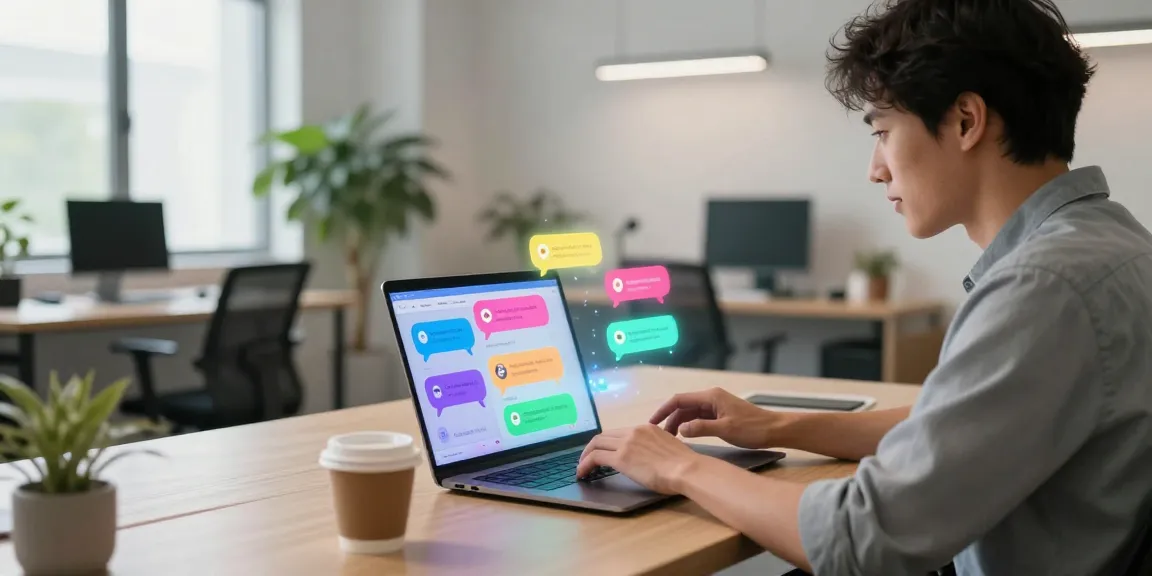 Engaging in spicy AI chat in a modern workspace with digital interactions.