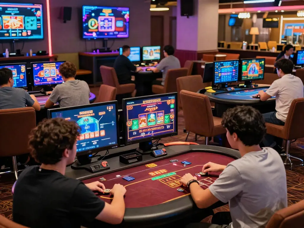Engaging online gaming experience at https://rikvipt1.co/ with diverse players and vibrant casino atmosphere.