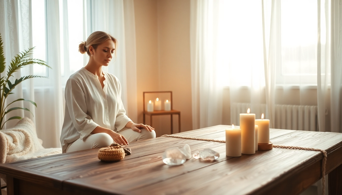 Engelarbeit lernen durch eine beruhigende Therapiesitzung mit einem Praktiker und sanften Lichtern.