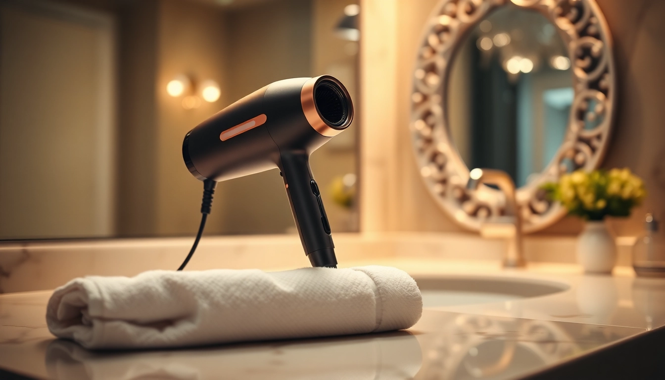 Laifen se Hair Dryer elegantly displayed in a styled bathroom setting, highlighting its modern design.