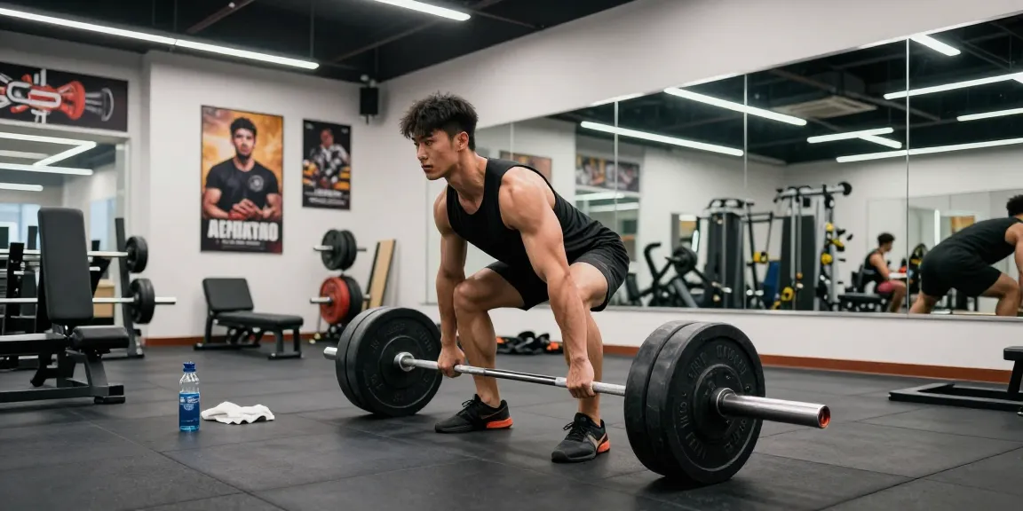 Bodybuilder beim Training im Anabolika Shop Deutschland für Muskelaufbau.