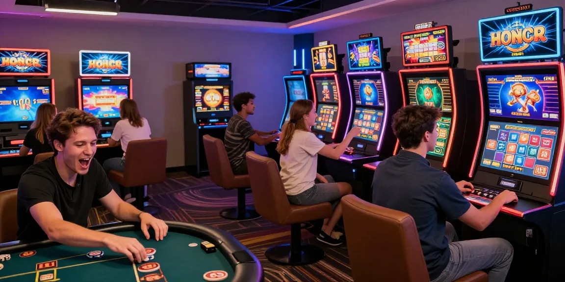 Exciting online gaming experience at https://gemwin.pics/ with diverse players enjoying poker and slot machines in a vibrant casino setting.